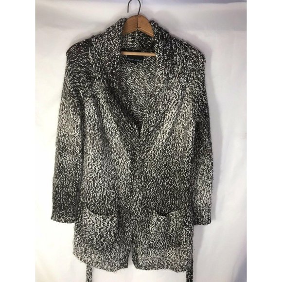 Cynthia Rowley longsleeve black white cardigan MED - Picture 1 of 8